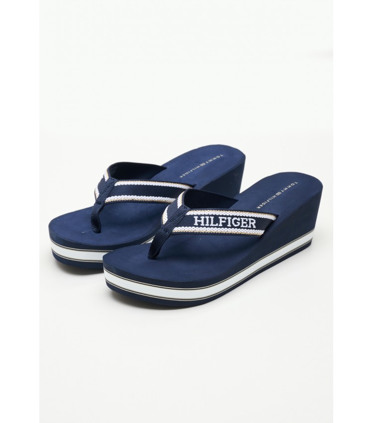 Women Platforms Low Hilfiger.Beach Blue Fabric Tommy Hilfiger