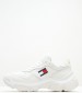 Women Casual Shoes Hybrid.Runner White Leather Tommy Hilfiger