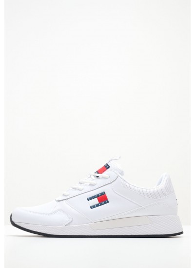 Men Casual Shoes Jeans.Flexi White Leather Tommy Hilfiger