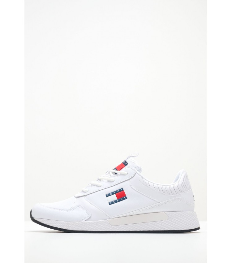 Men Casual Shoes Jeans.Flexi White Leather Tommy Hilfiger