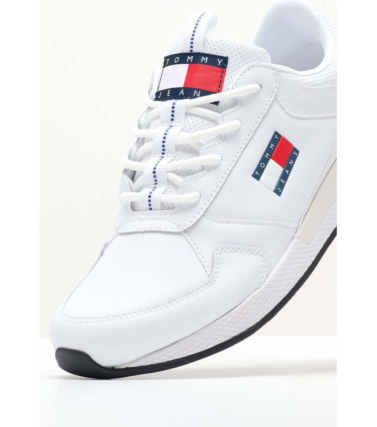 Men Casual Shoes Jeans.Flexi White Leather Tommy Hilfiger