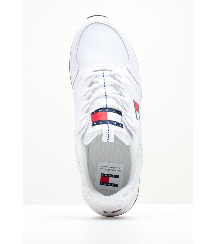 Men Casual Shoes Jeans.Flexi White Leather Tommy Hilfiger