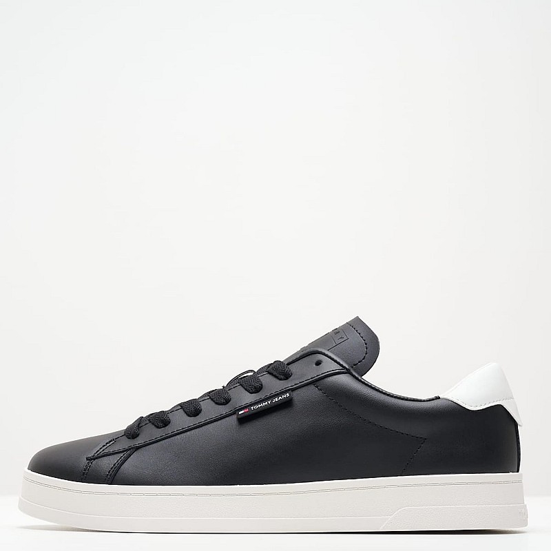 Men Casual Shoes Lea.Cupsole Black Leather Tommy Hilfiger