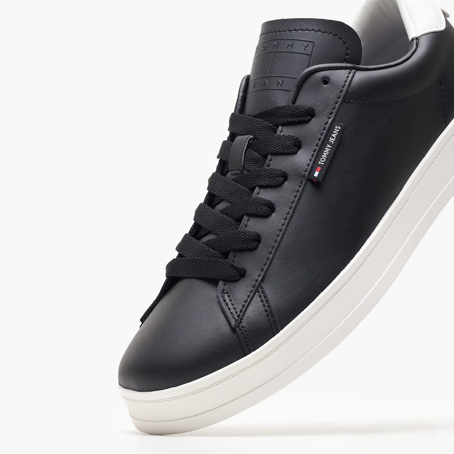 Men Casual Shoes Lea.Cupsole Black Leather Tommy Hilfiger