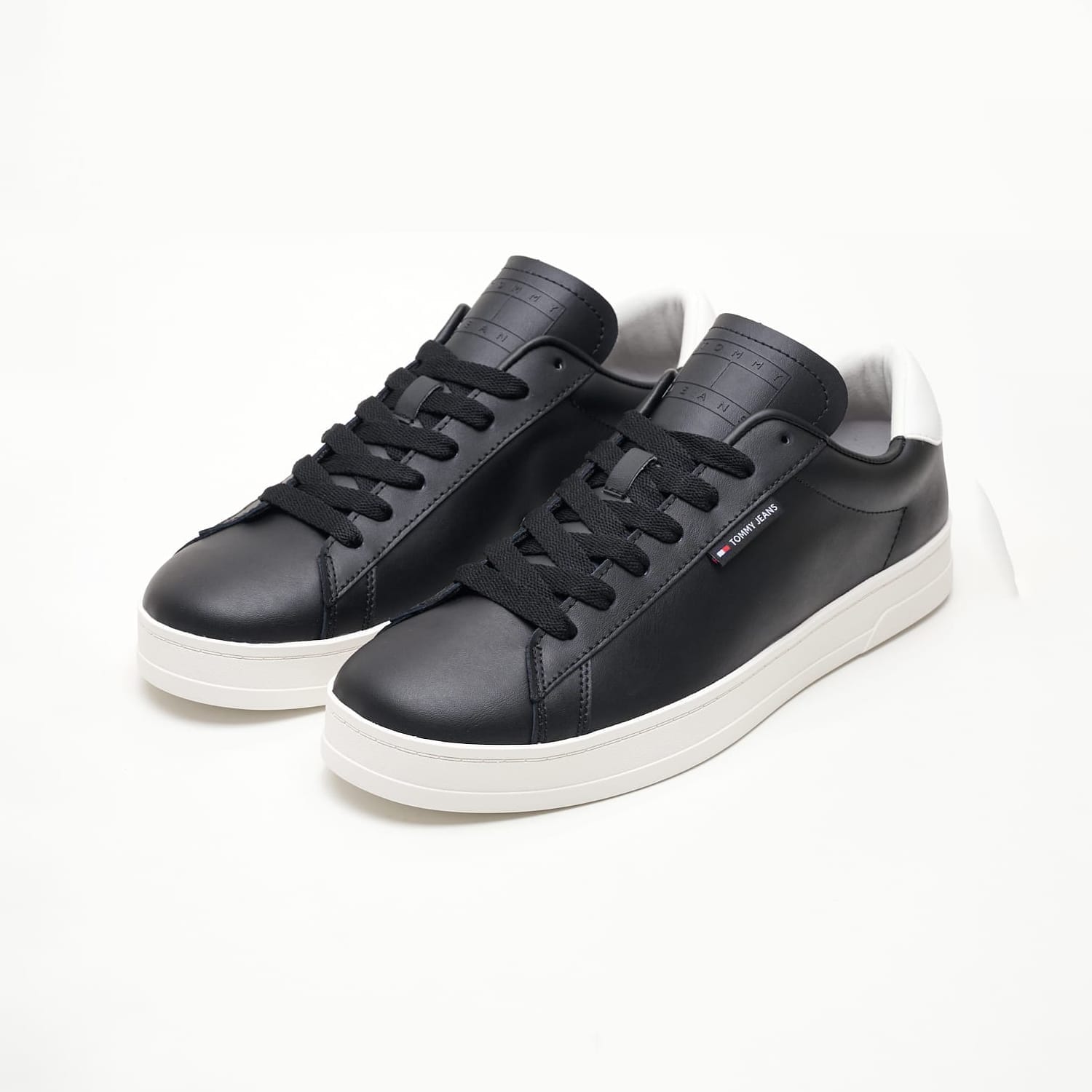 Men Casual Shoes Lea.Cupsole Black Leather Tommy Hilfiger