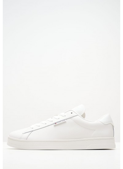 Men Casual Shoes Lea.Cupsole White Leather Tommy Hilfiger