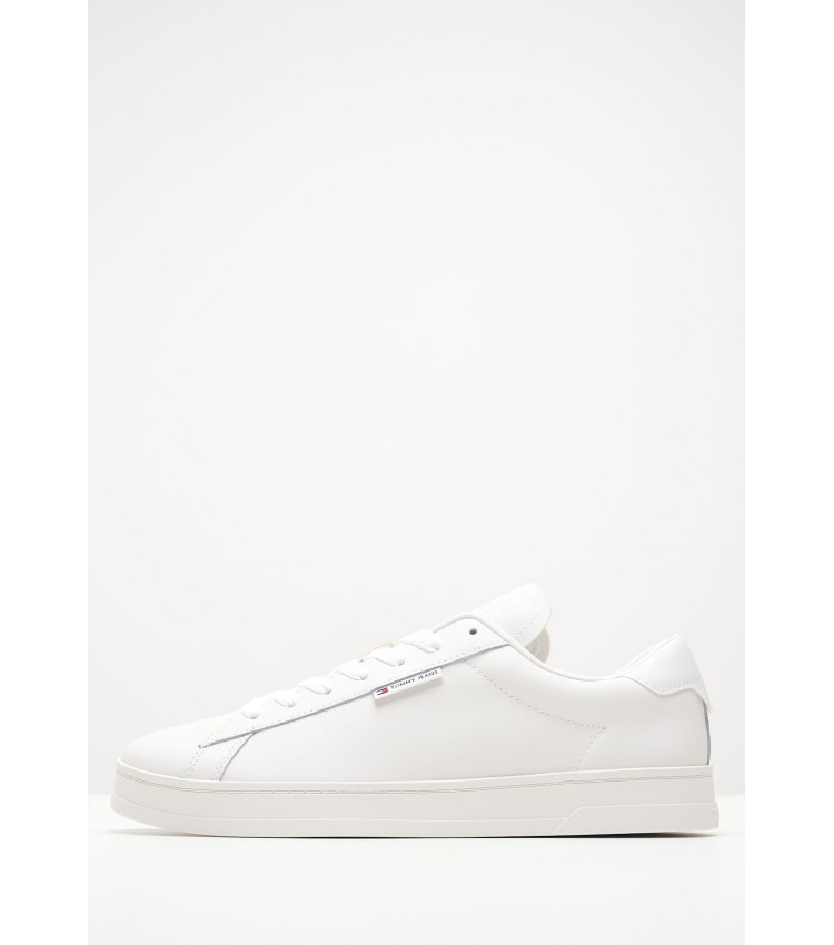 Men Casual Shoes Lea.Cupsole White Leather Tommy Hilfiger