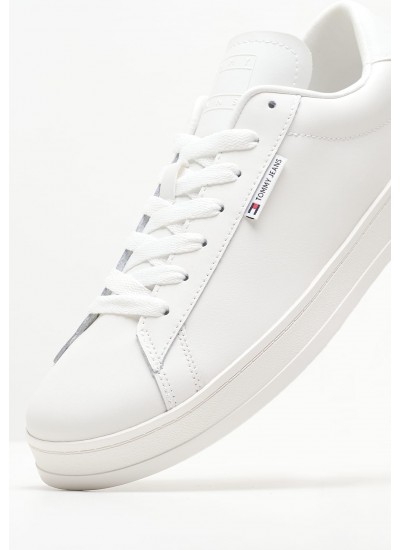 Ανδρικά Παπούτσια Casual Lea.Cupsole Άσπρο Δέρμα Tommy Hilfiger