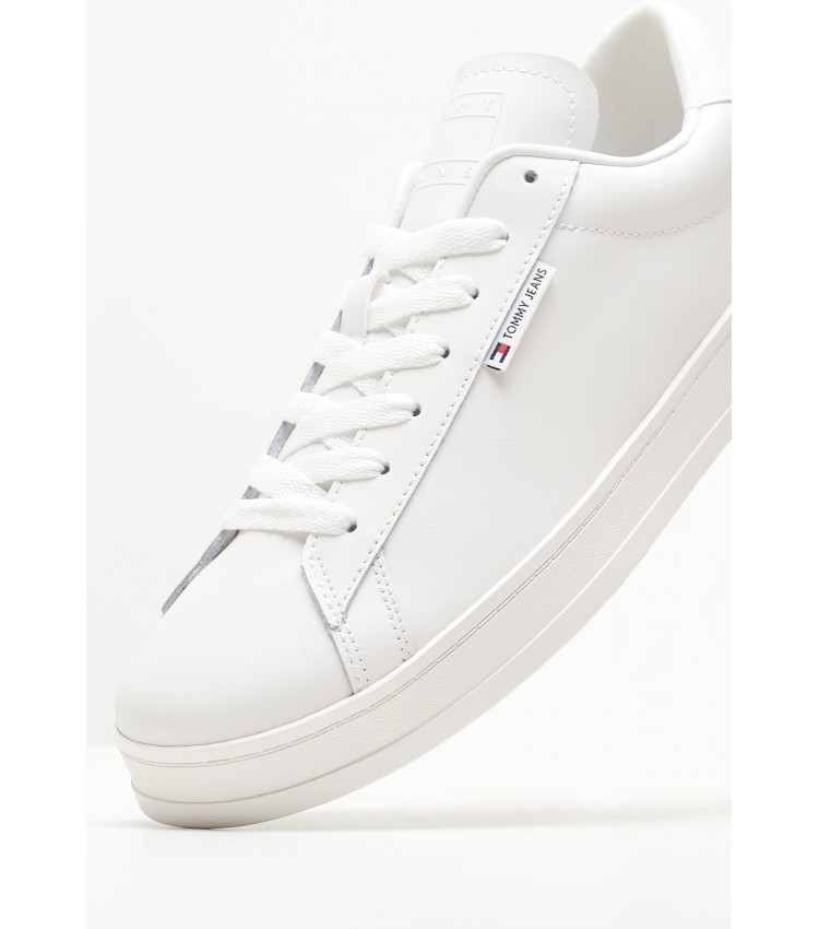 Ανδρικά Παπούτσια Casual Lea.Cupsole Άσπρο Δέρμα Tommy Hilfiger