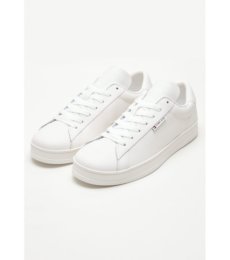 Men Casual Shoes Lea.Cupsole White Leather Tommy Hilfiger