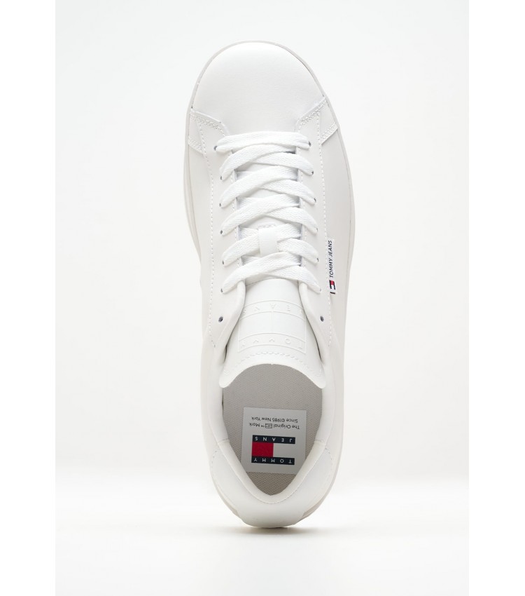 Ανδρικά Παπούτσια Casual Lea.Cupsole Άσπρο Δέρμα Tommy Hilfiger