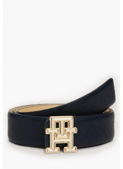 Women Belts Lg.Bombe Blue Leather Tommy Hilfiger