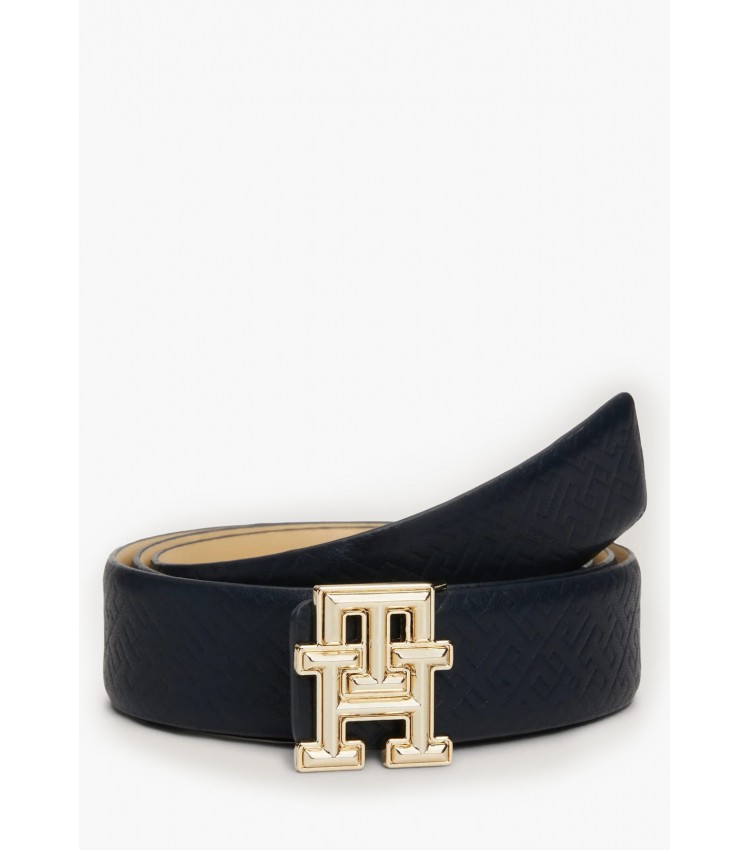 Women Belts Lg.Bombe Blue Leather Tommy Hilfiger