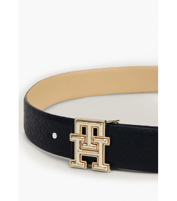 Women Belts Lg.Bombe Blue Leather Tommy Hilfiger