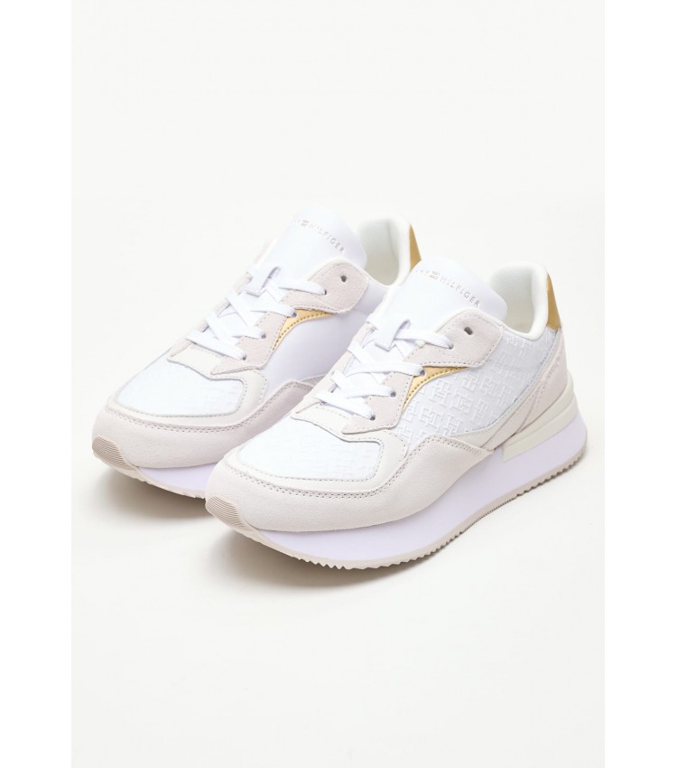 Women Casual Shoes Lux.Runner White Leather Tommy Hilfiger