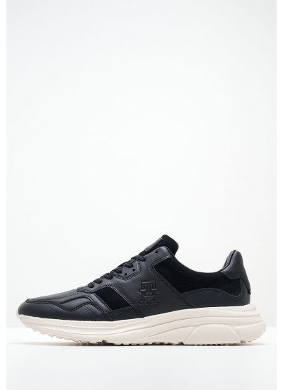 Men Casual Shoes Modern.Premium Black Leather Tommy Hilfiger