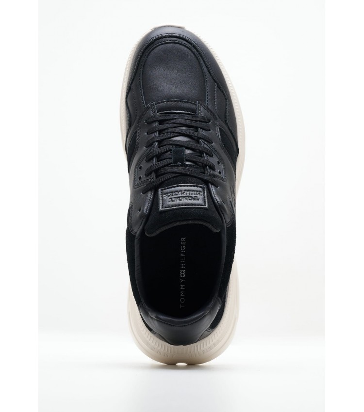 Men Casual Shoes Modern.Premium Black Leather Tommy Hilfiger