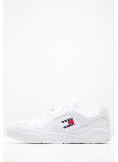 Ανδρικά Παπούτσια Casual Outsole.Color Άσπρο Δέρμα Tommy Hilfiger