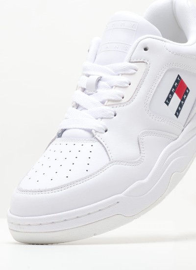 Ανδρικά Παπούτσια Casual Outsole.Color Άσπρο Δέρμα Tommy Hilfiger