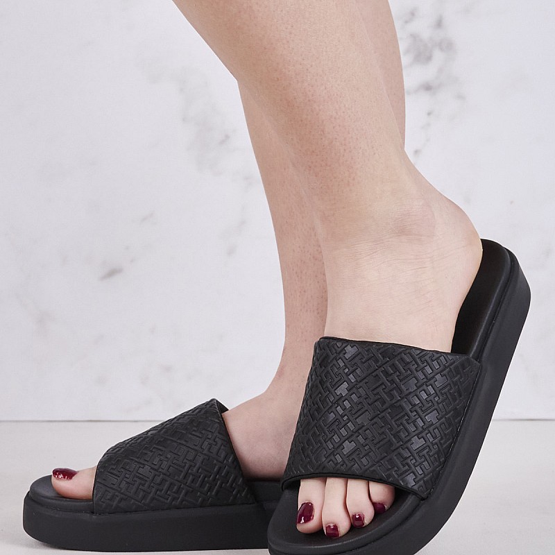 Γυναικείες Σαγιονάρες & Πέδιλα Platform.Pool Μαύρο ECOleather Tommy Hilfiger