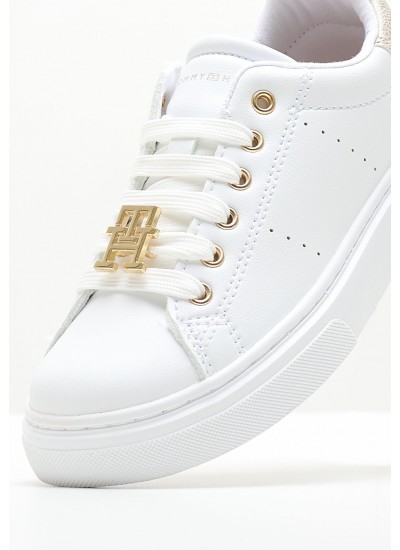 Kids Casual Shoes Platinum.Cut White ECOleather Tommy Hilfiger
