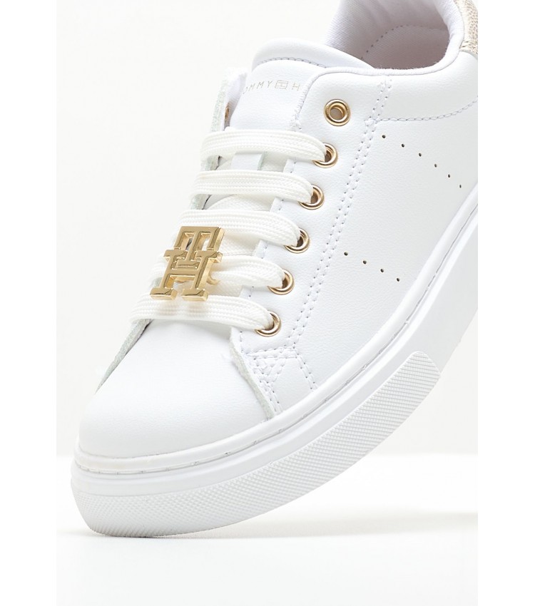 Παιδικά Παπούτσια Casual Platinum.Cut Άσπρο ECOleather Tommy Hilfiger
