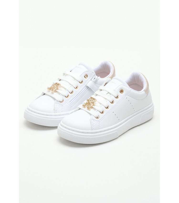 Kids Casual Shoes Platinum.Cut White ECOleather Tommy Hilfiger