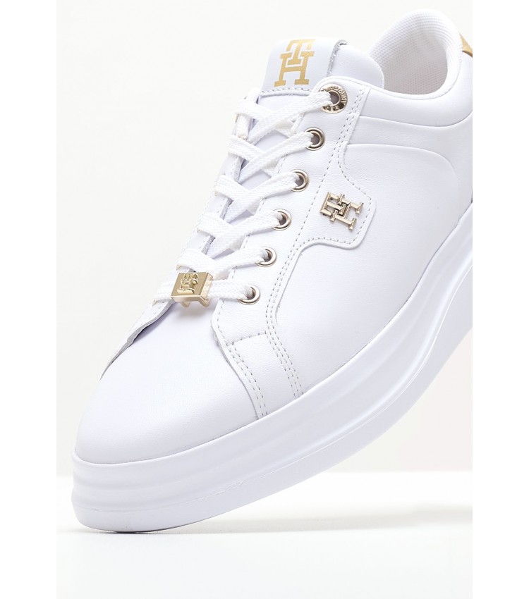Women Casual Shoes Pointy.Sneaker White Leather Tommy Hilfiger