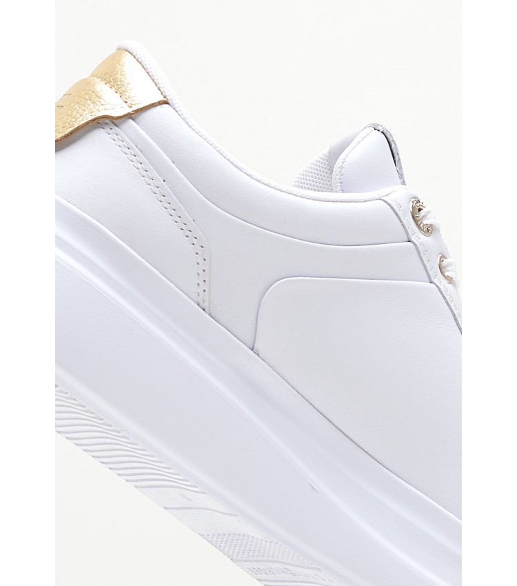Women Casual Shoes Pointy.Sneaker White Leather Tommy Hilfiger