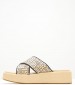 Women Platforms Low Rafia.Flatform Beige ECOleather Tommy Hilfiger