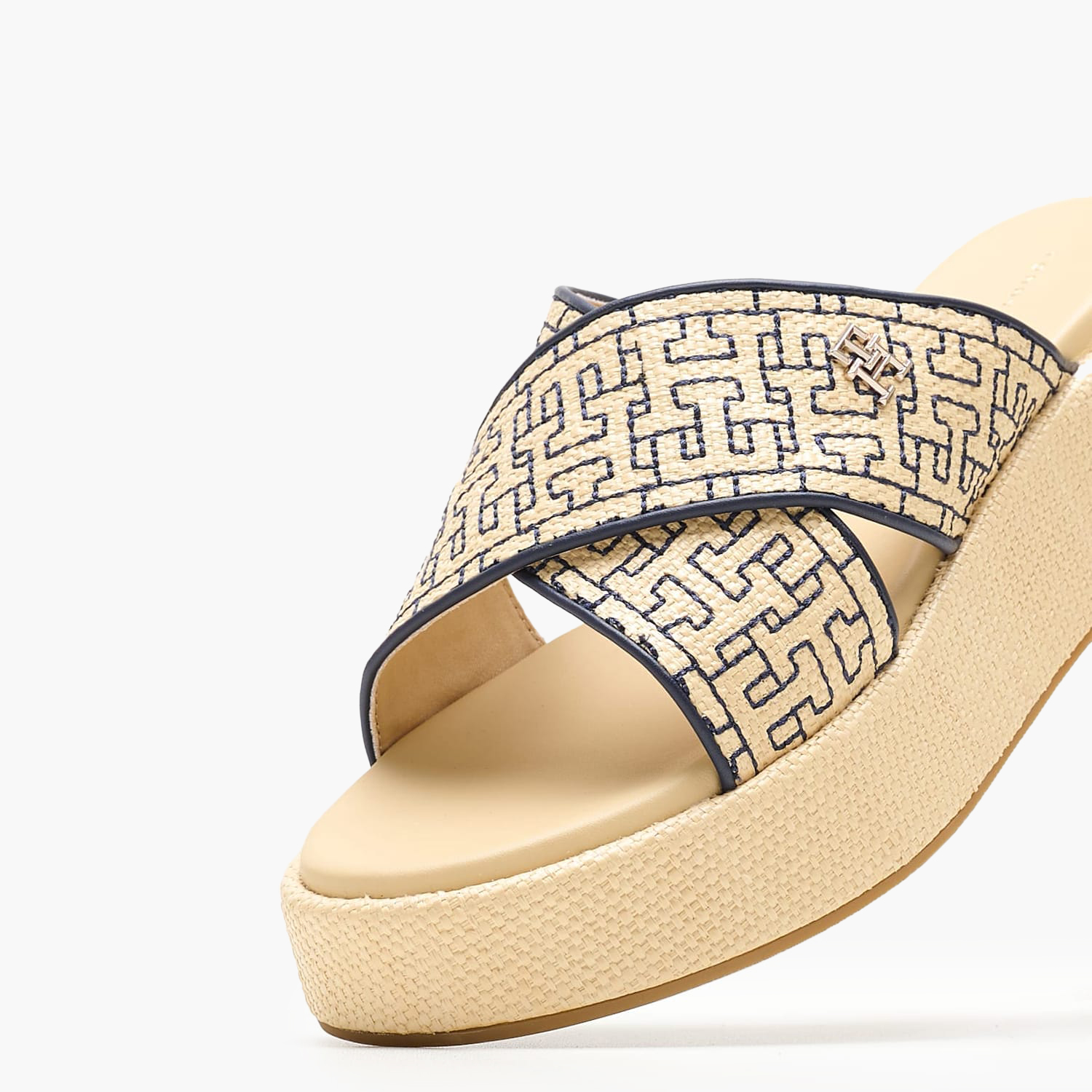 Women Platforms Low Rafia.Flatform Beige ECOleather Tommy Hilfiger