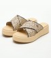 Women Platforms Low Rafia.Flatform Beige ECOleather Tommy Hilfiger