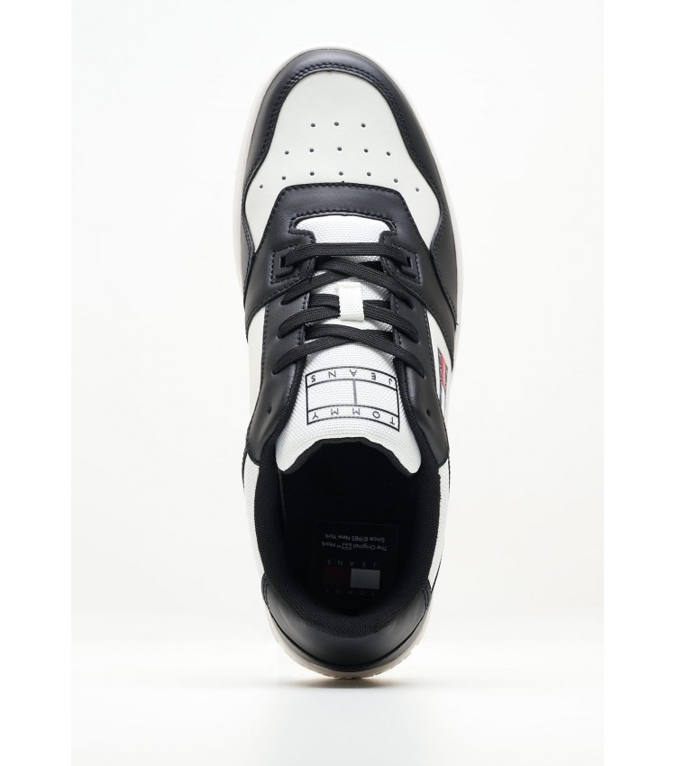 Ανδρικά Παπούτσια Casual Retro.Ess24 Μαύρο Δέρμα Tommy Hilfiger