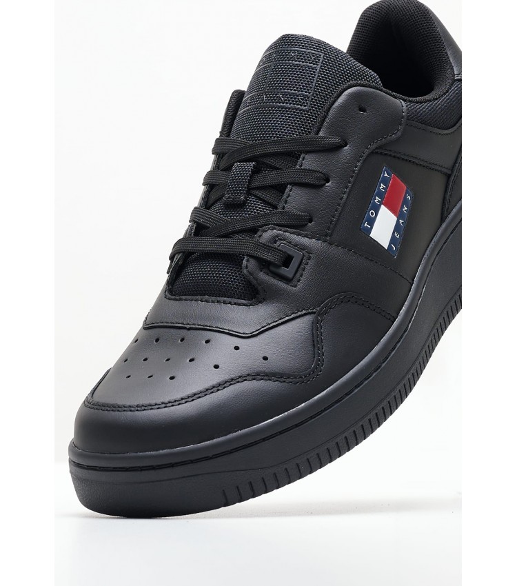 Men Casual Shoes Retro.Ess Black Leather Tommy Hilfiger