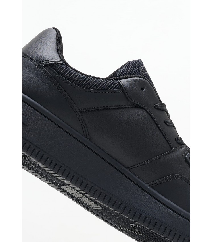 Men Casual Shoes Retro.Ess Black Leather Tommy Hilfiger