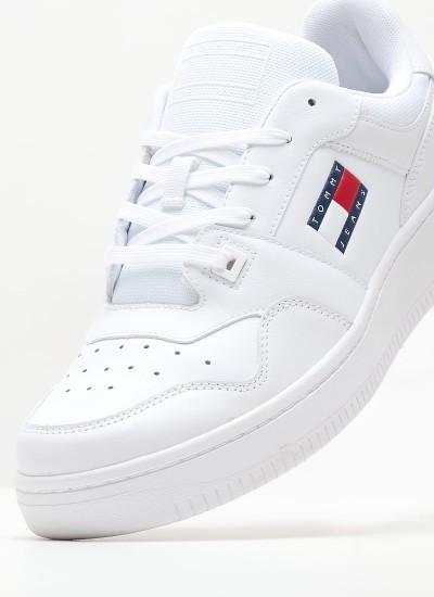 Ανδρικά Παπούτσια Casual Retro.Ess Άσπρο Δέρμα Tommy Hilfiger