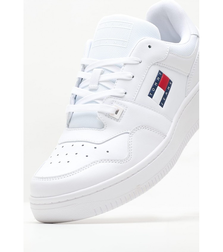 Men Casual Shoes Retro.Ess White Leather Tommy Hilfiger