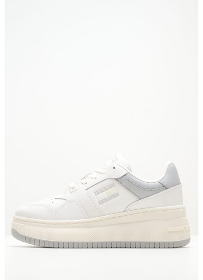 Women Casual Shoes Retro.Patent White Leather Tommy Hilfiger