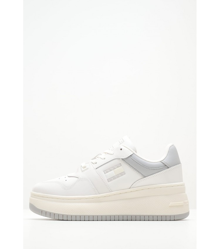 Women Casual Shoes Retro.Patent White Leather Tommy Hilfiger