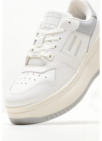 Women Casual Shoes Retro.Patent White Leather Tommy Hilfiger