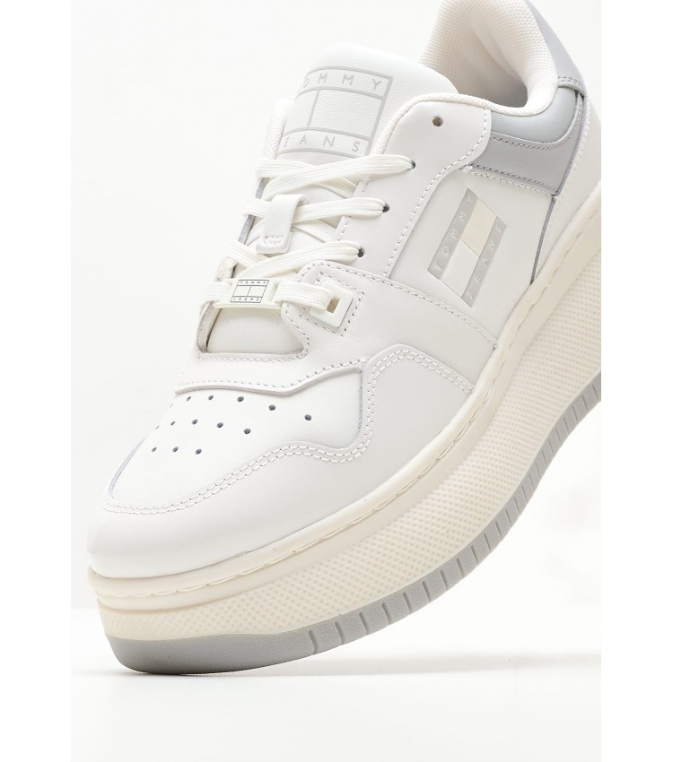 Women Casual Shoes Retro.Patent White Leather Tommy Hilfiger