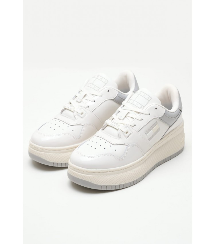 Women Casual Shoes Retro.Patent White Leather Tommy Hilfiger