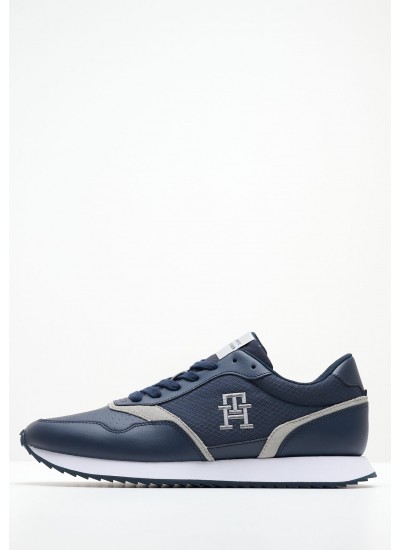 Men Casual Shoes Runner.Lth Blue Leather Tommy Hilfiger