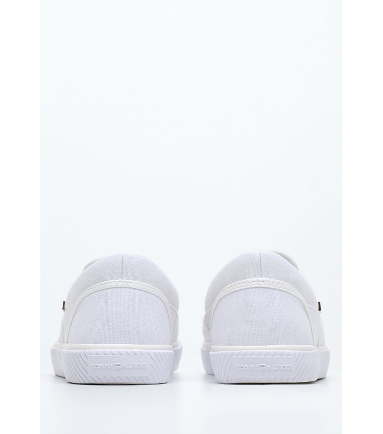 Γυναικεία Παπούτσια Casual Slipon.Sneaker Άσπρο Ύφασμα Tommy Hilfiger