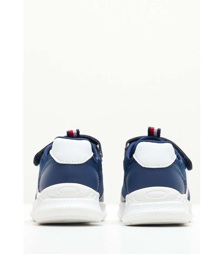 Kids Casual Shoes Stripes.Laceup Blue Fabric Tommy Hilfiger