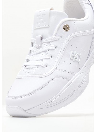Women Casual Shoes Tech.Heel White Leather Tommy Hilfiger