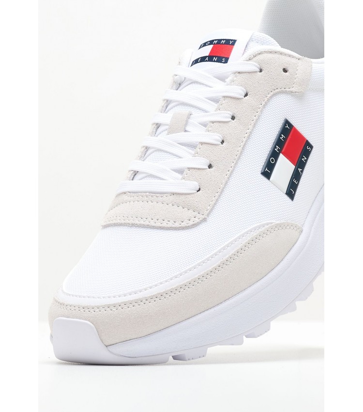 Ανδρικά Παπούτσια Casual Technical.Runner2 Άσπρο Ύφασμα Tommy Hilfiger