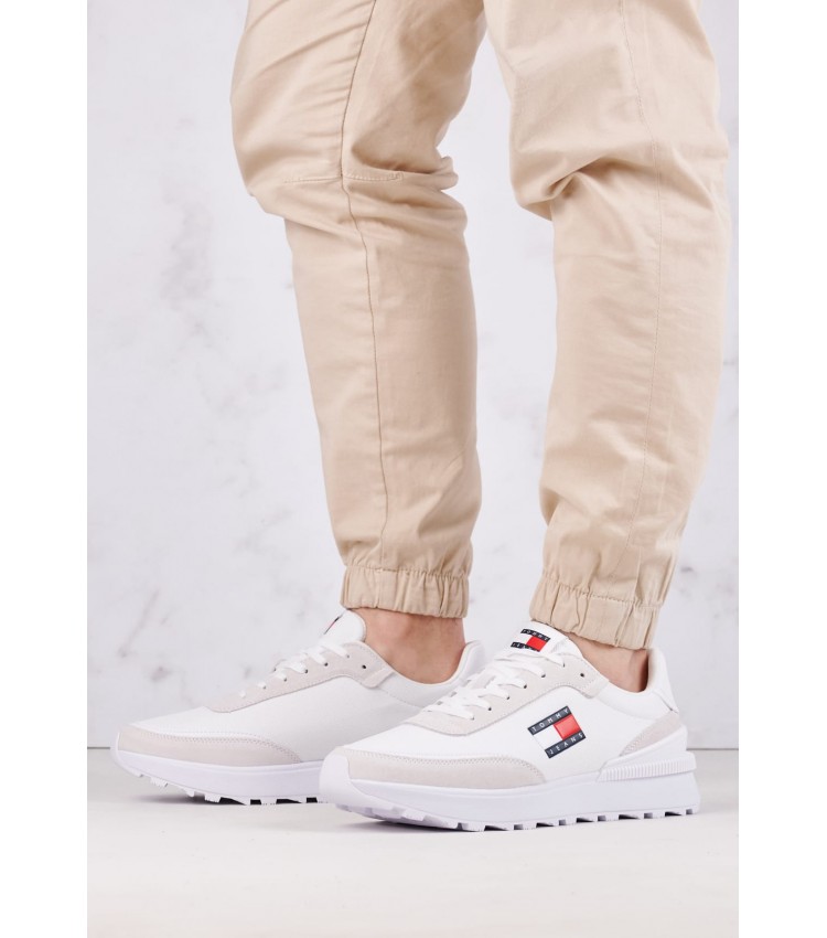 Ανδρικά Παπούτσια Casual Technical.Runner2 Άσπρο Ύφασμα Tommy Hilfiger