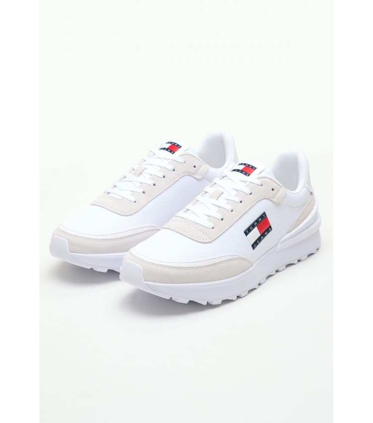 Ανδρικά Παπούτσια Casual Technical.Runner2 Άσπρο Ύφασμα Tommy Hilfiger