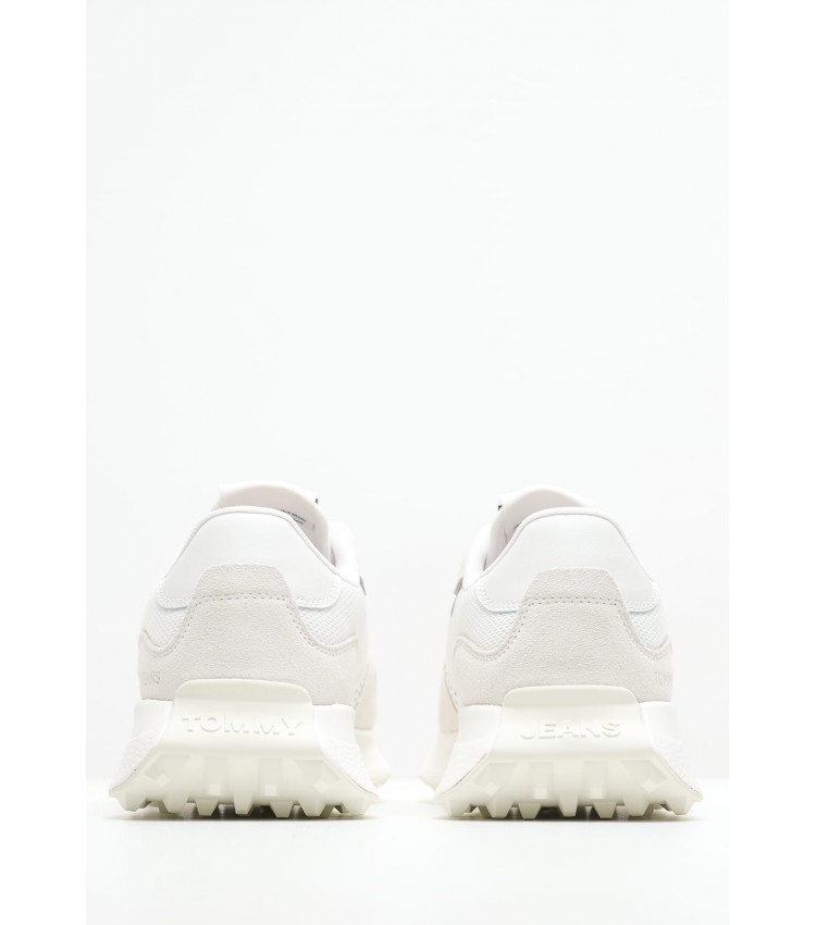Ανδρικά Παπούτσια Casual Tjm.Material Άσπρο Δέρμα Καστόρι Tommy Hilfiger